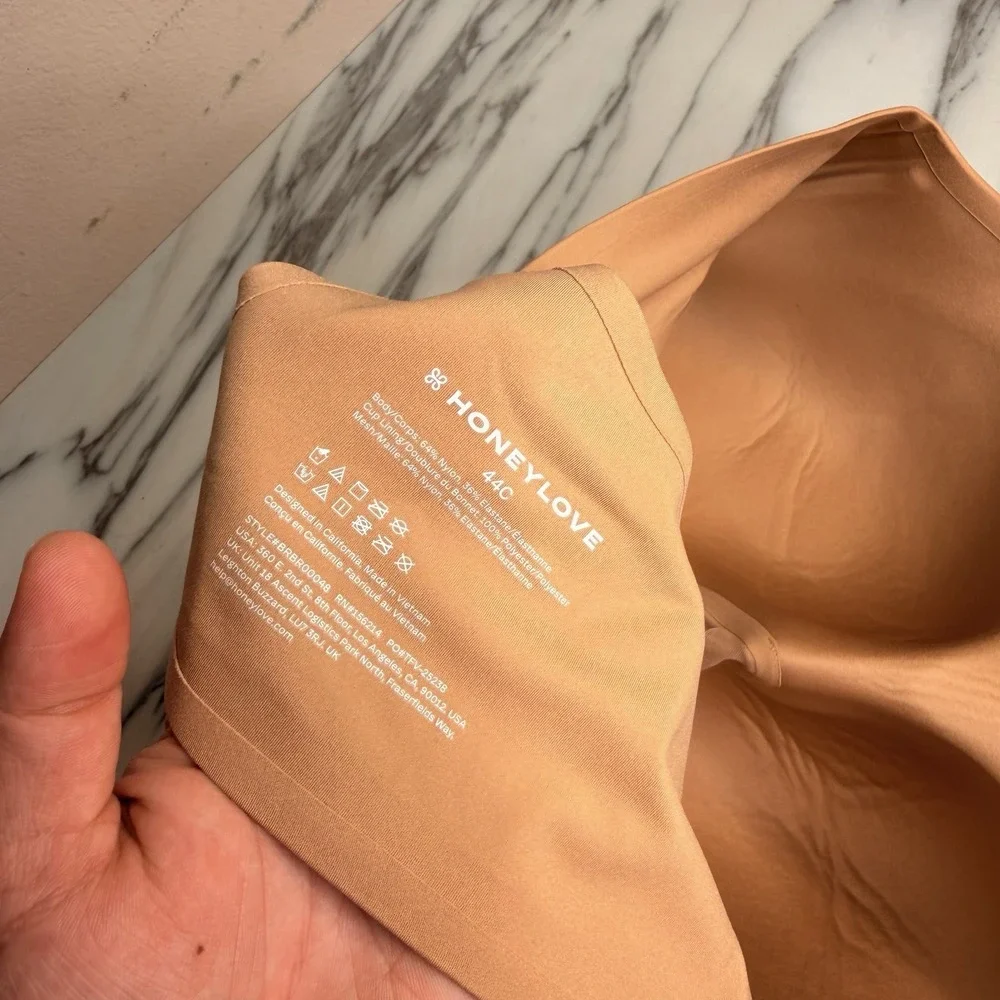 Honeylove Crossover Wireless Beige Nude Smoothing Seamless Support Bra 44C
